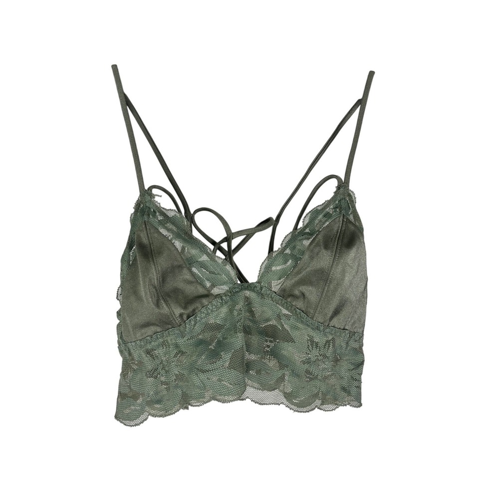 PINK by Victoria's Secret Lace Trim Bralette Green Strappy‎ Bralette XS S